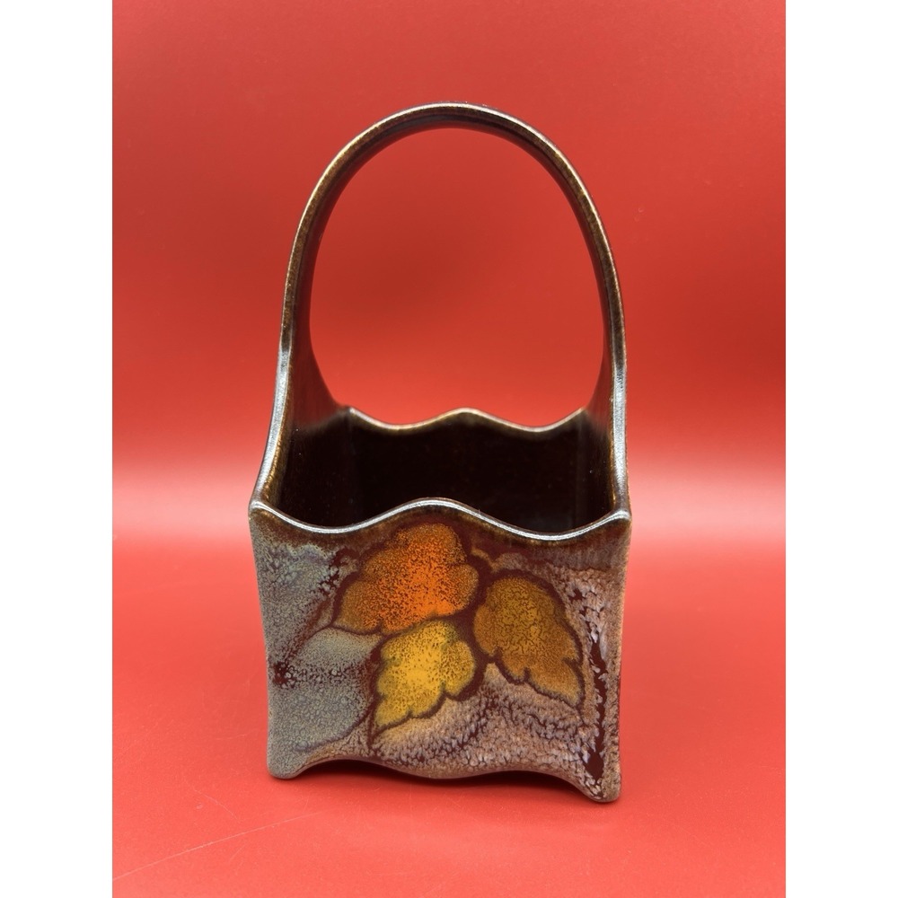 Vintage Gouda Zuid Holland Pottery Basket 6.5"x 3.5"
